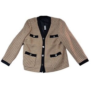 NWT Lane Bryant Blazer Women's 18 Tweed Gold Black Wool Blend Work Career